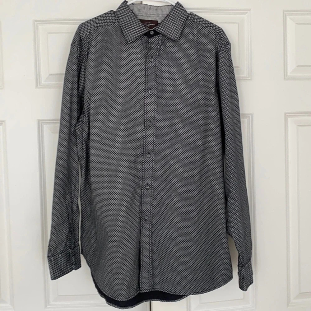 Black Brown 1826 black & white patterned button down shirt size XL casual shirt